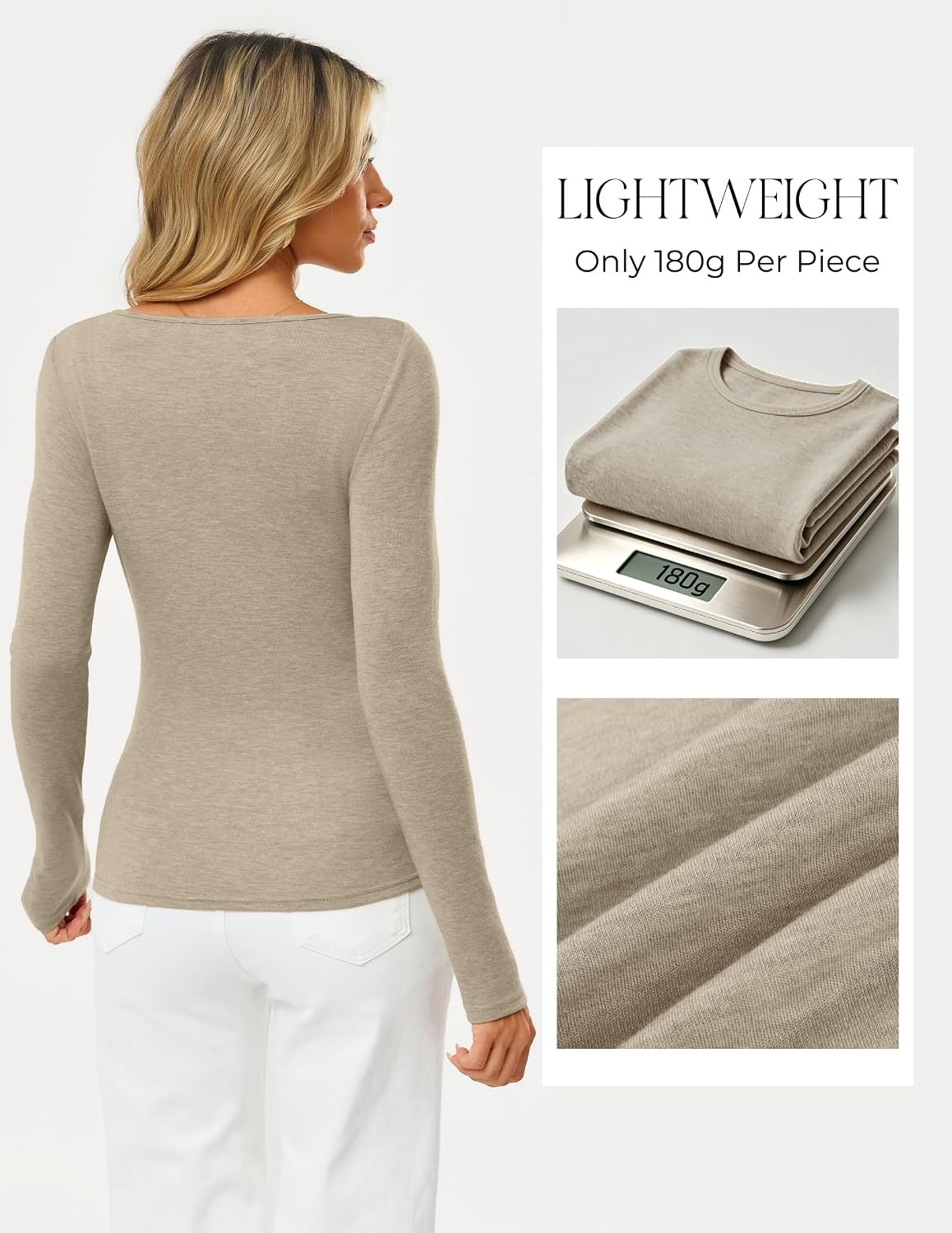image:imageGRACE KARIN Merino Wool Long Sleeve Lightweight Shirt WomenApricot