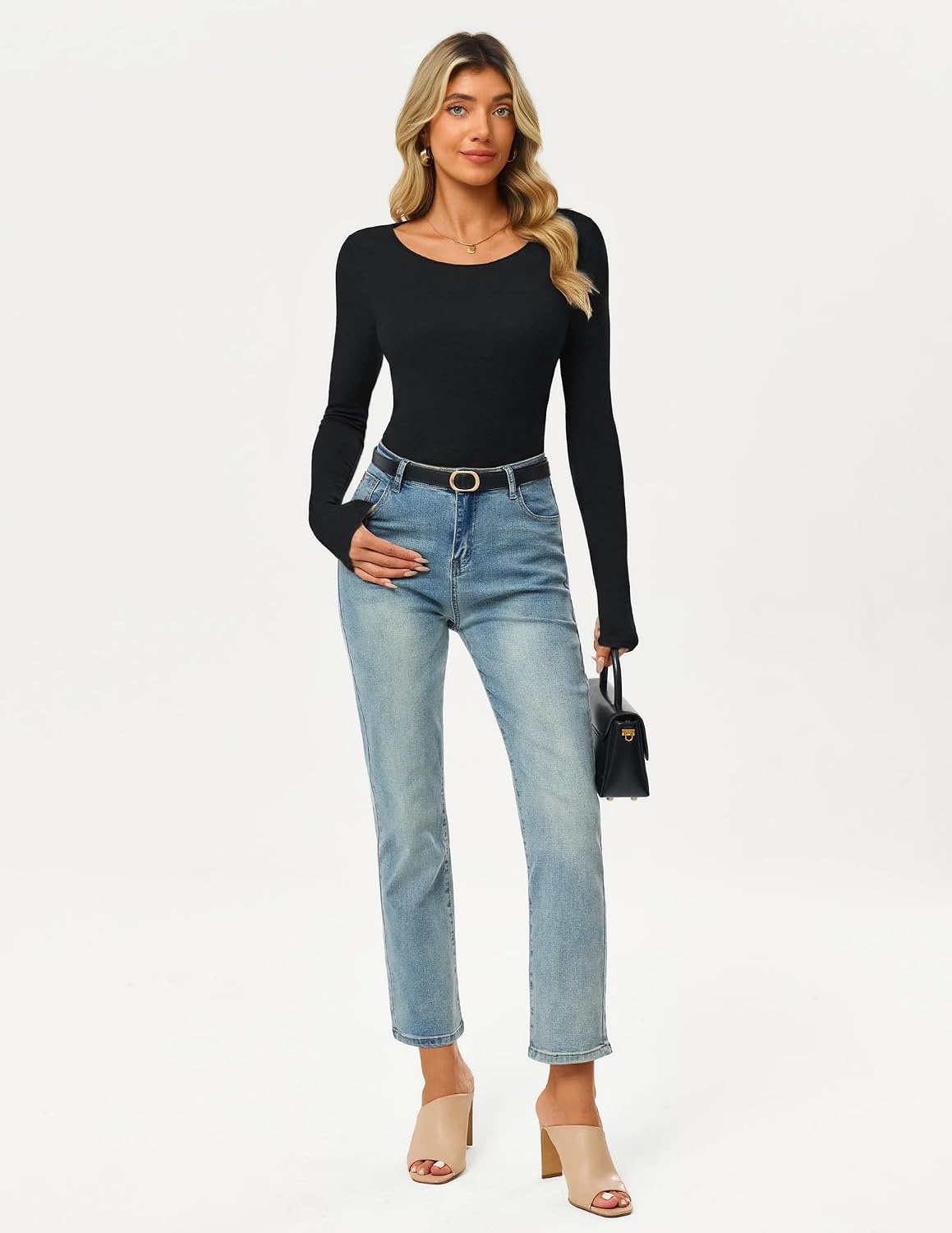 image:imageGRACE KARIN Merino Wool Long Sleeve Lightweight Shirt WomenBlack
