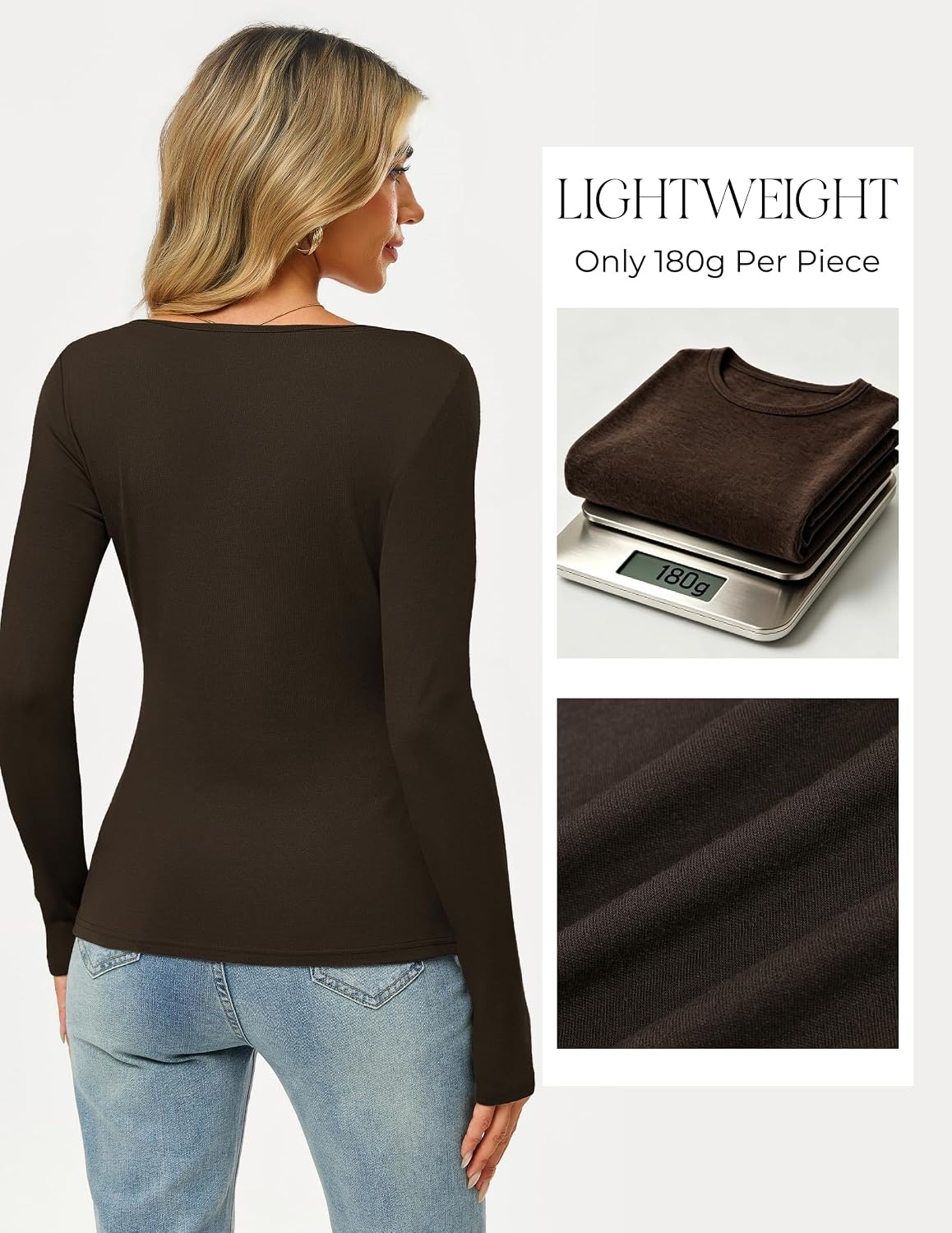 image:imageGRACE KARIN Merino Wool Long Sleeve Lightweight Shirt WomenCoffee