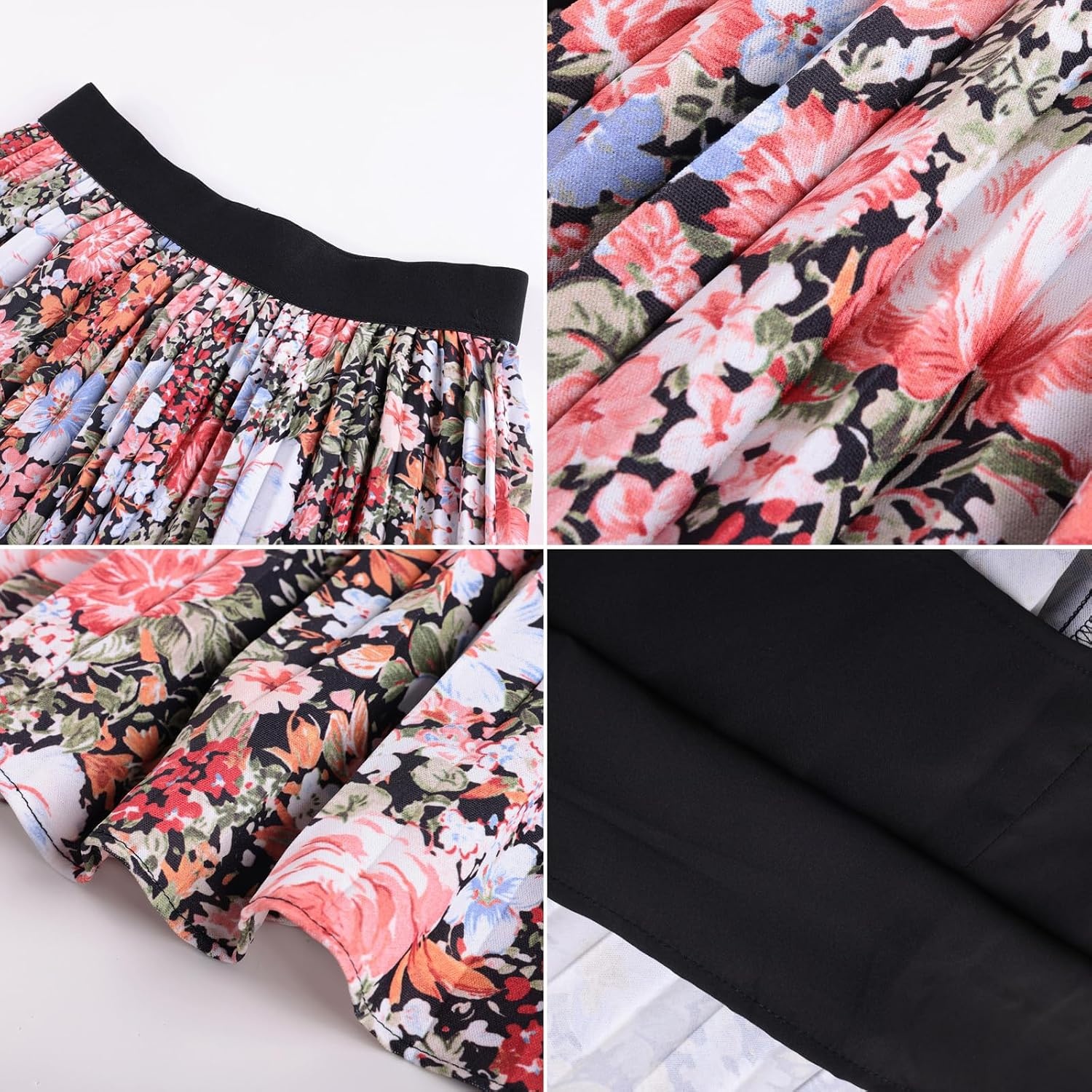 image:imageGRACE KARIN Pleated Midi Skirt for Women Chiffon ALine OutfitsCoffee Floral