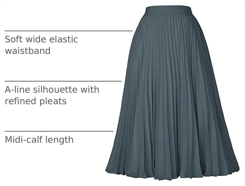 image:imageGRACE KARIN Pleated Midi Skirt for Women Chiffon ALine OutfitsDark Gray