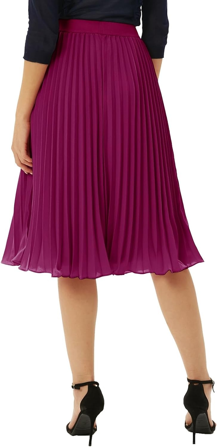 image:imageGRACE KARIN Pleated Midi Skirt for Women Chiffon ALine OutfitsDark Purple
