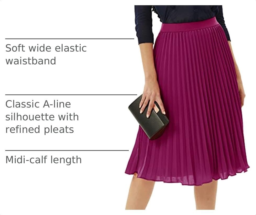 image:imageGRACE KARIN Pleated Midi Skirt for Women Chiffon ALine OutfitsDark Purple