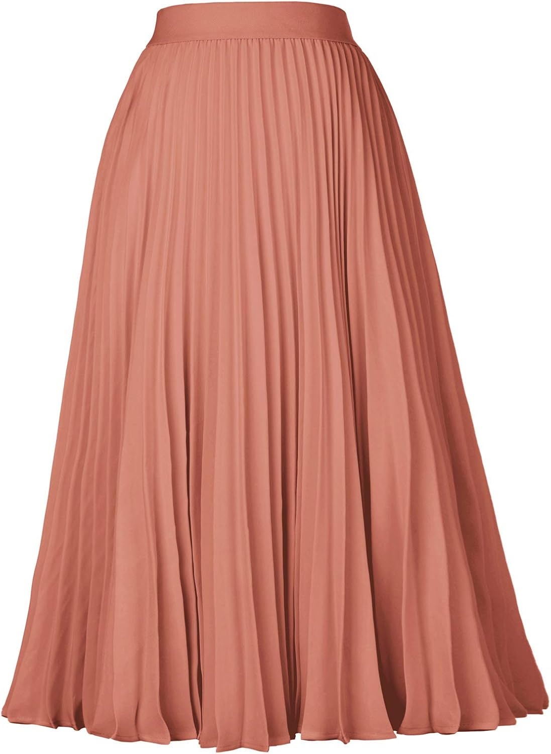 image:imageGRACE KARIN Pleated Midi Skirt for Women Chiffon ALine OutfitsDark Salmon