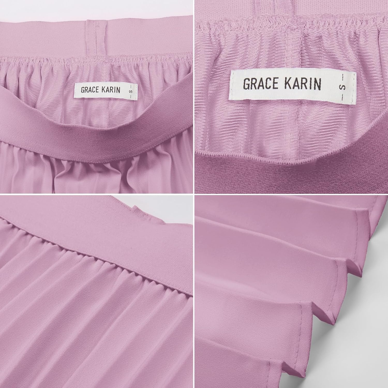 image:imageGRACE KARIN Pleated Midi Skirt for Women Chiffon ALine OutfitsGray Purple