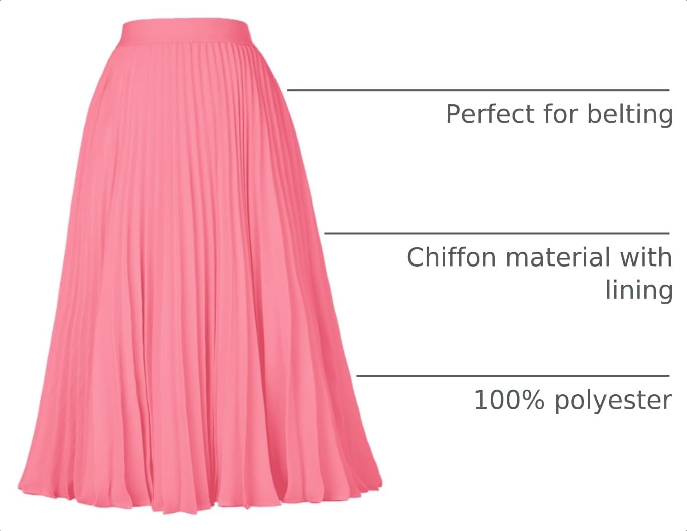 image:imageGRACE KARIN Pleated Midi Skirt for Women Chiffon ALine OutfitsPastel Pink