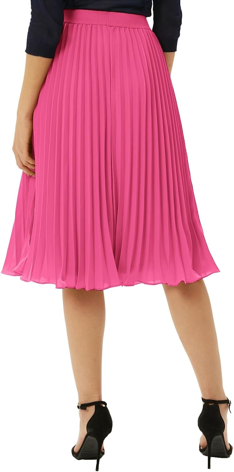image:imageGRACE KARIN Pleated Midi Skirt for Women Chiffon ALine OutfitsRose Pink