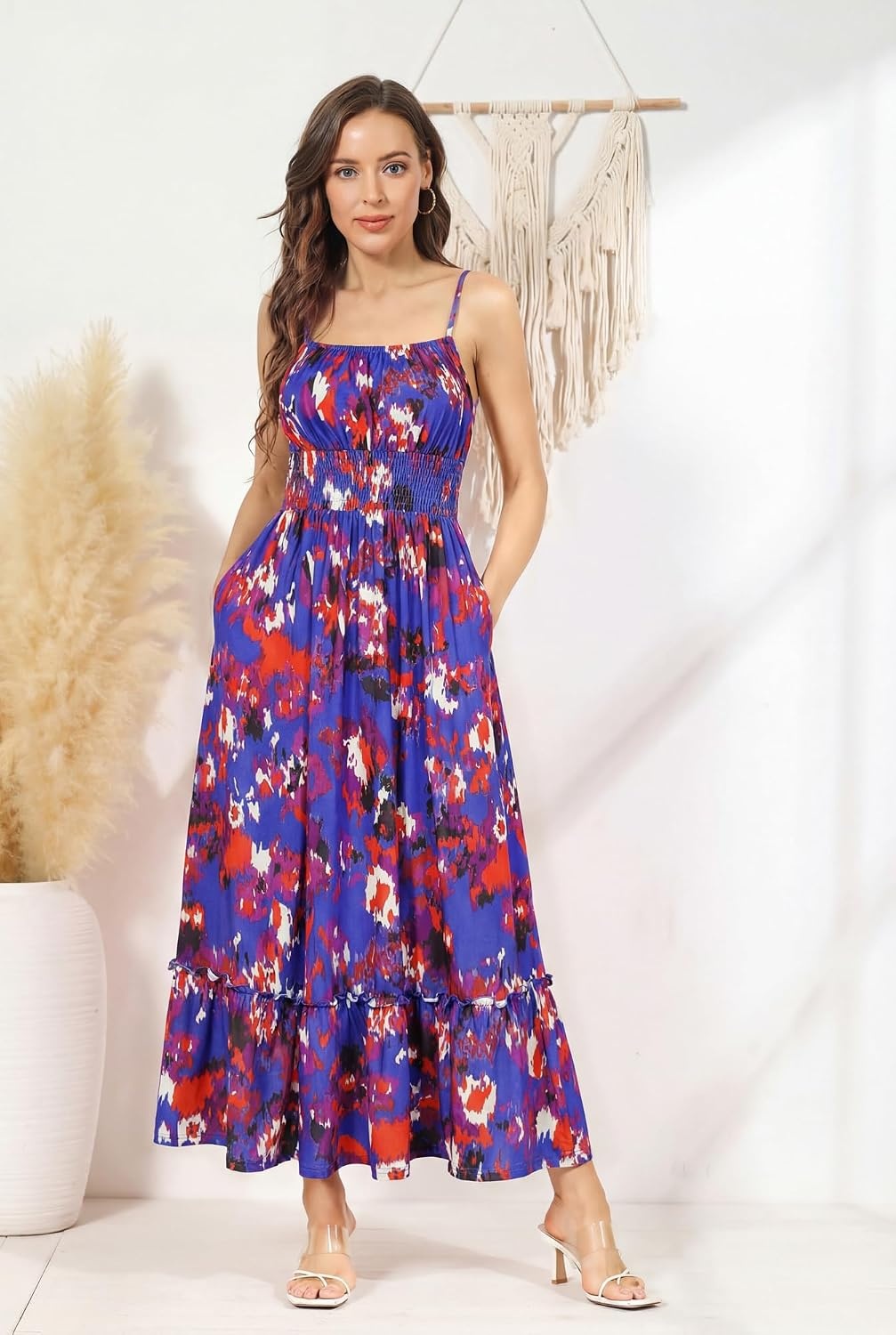 image:imageGRACE KARIN Summer Dresses for Women 2026 Vacation Boho Maxi SundressBlue Red