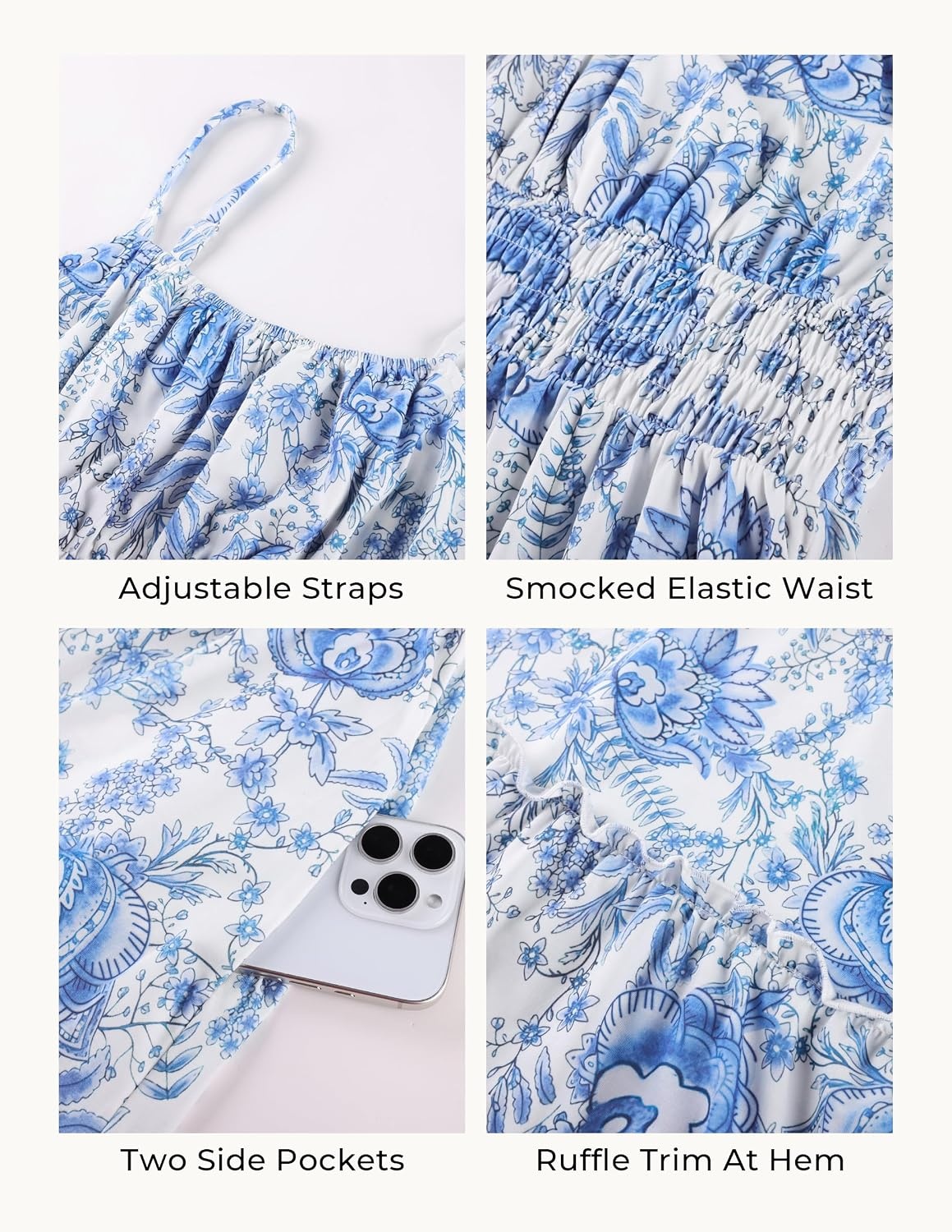 image:imageGRACE KARIN Summer Dresses for Women 2026 Vacation Boho Maxi SundressBlue White