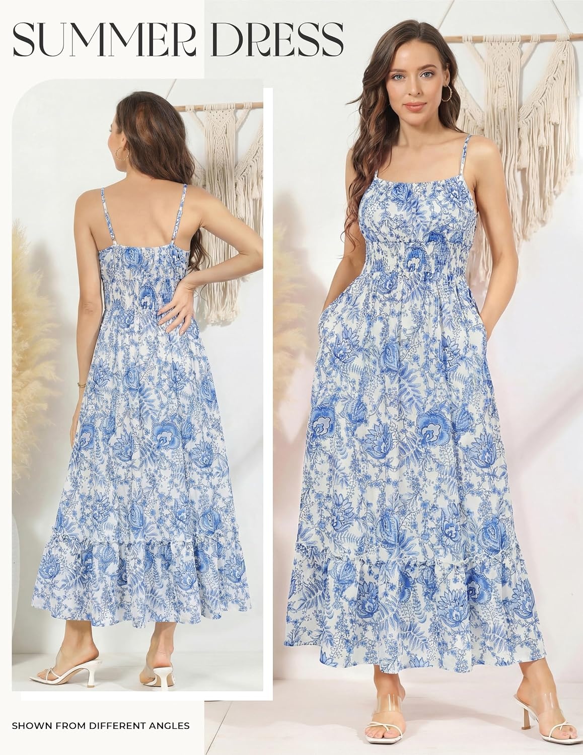 image:imageGRACE KARIN Summer Dresses for Women 2026 Vacation Boho Maxi SundressBlue White