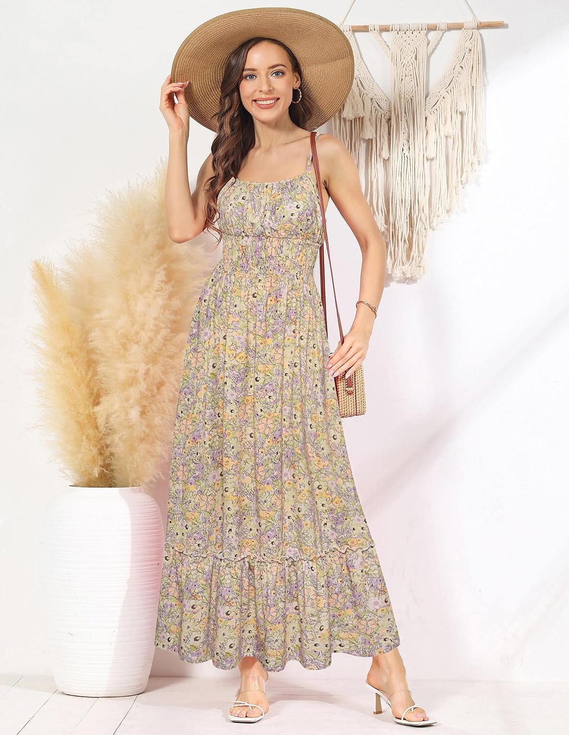 image:imageGRACE KARIN Summer Dresses for Women 2026 Vacation Boho Maxi SundressPurple Green Floral