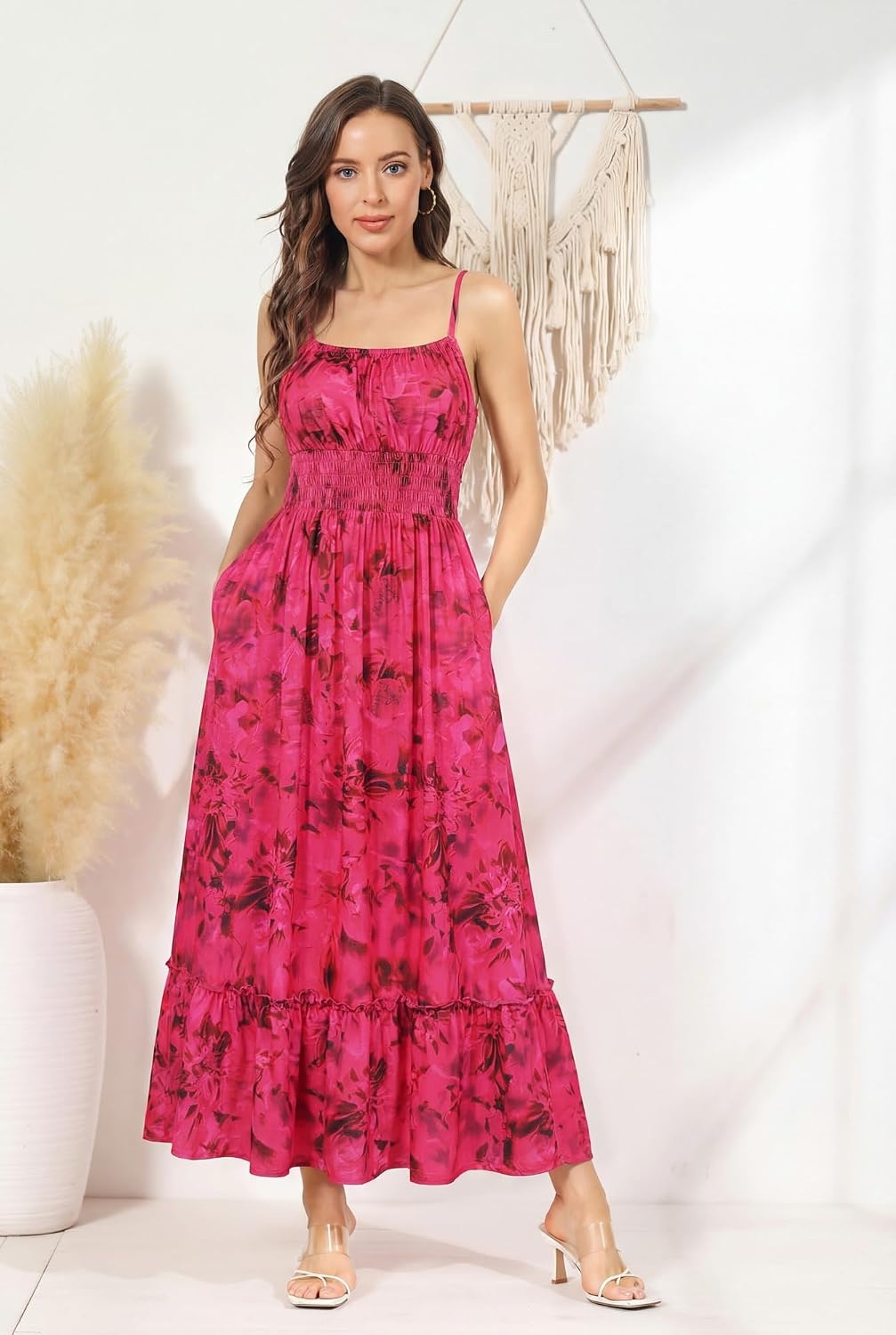 image:imageGRACE KARIN Summer Dresses for Women 2026 Vacation Boho Maxi SundressRose Red