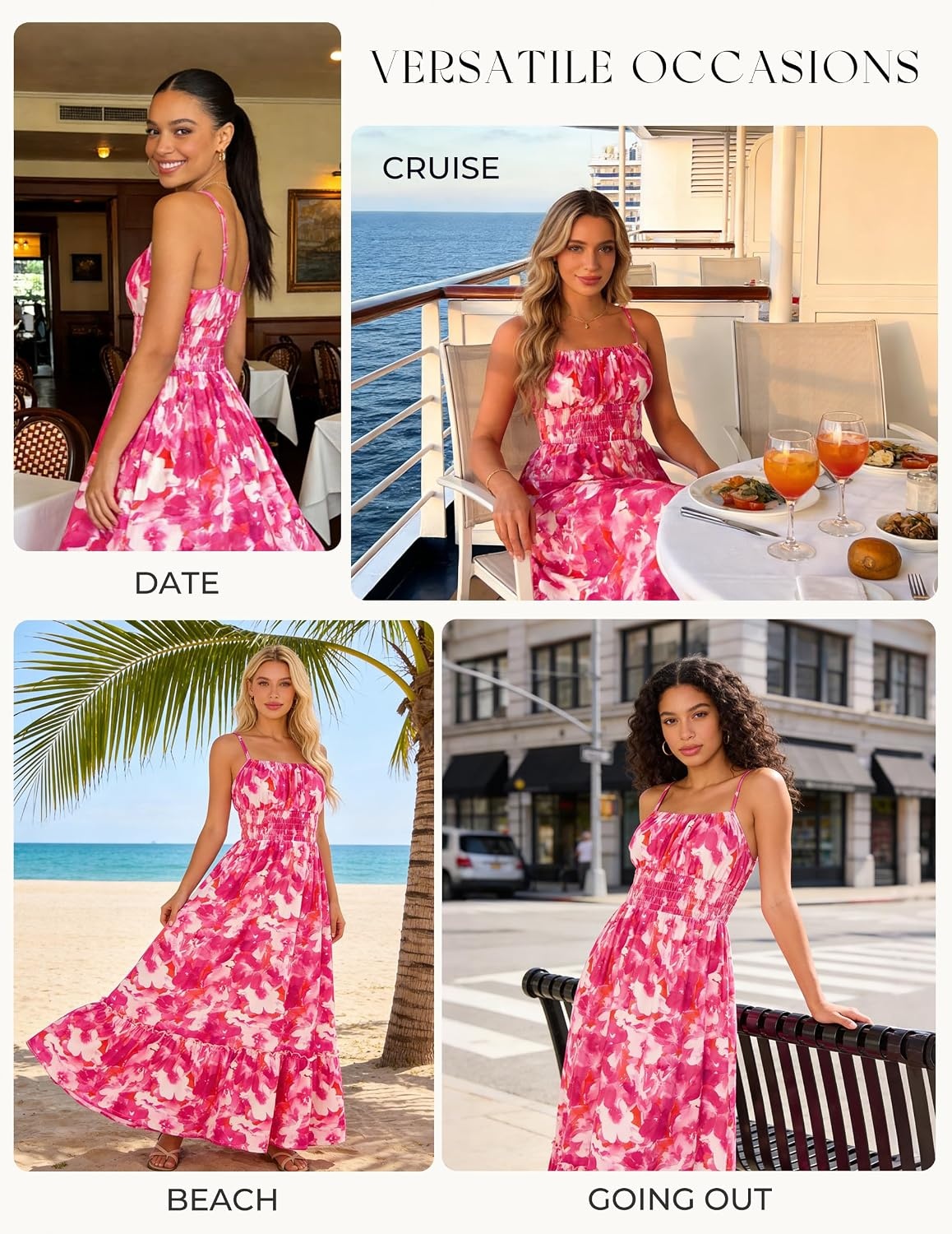 image:imageGRACE KARIN Summer Dresses for Women 2026 Vacation Boho Maxi SundressRose Red Floral
