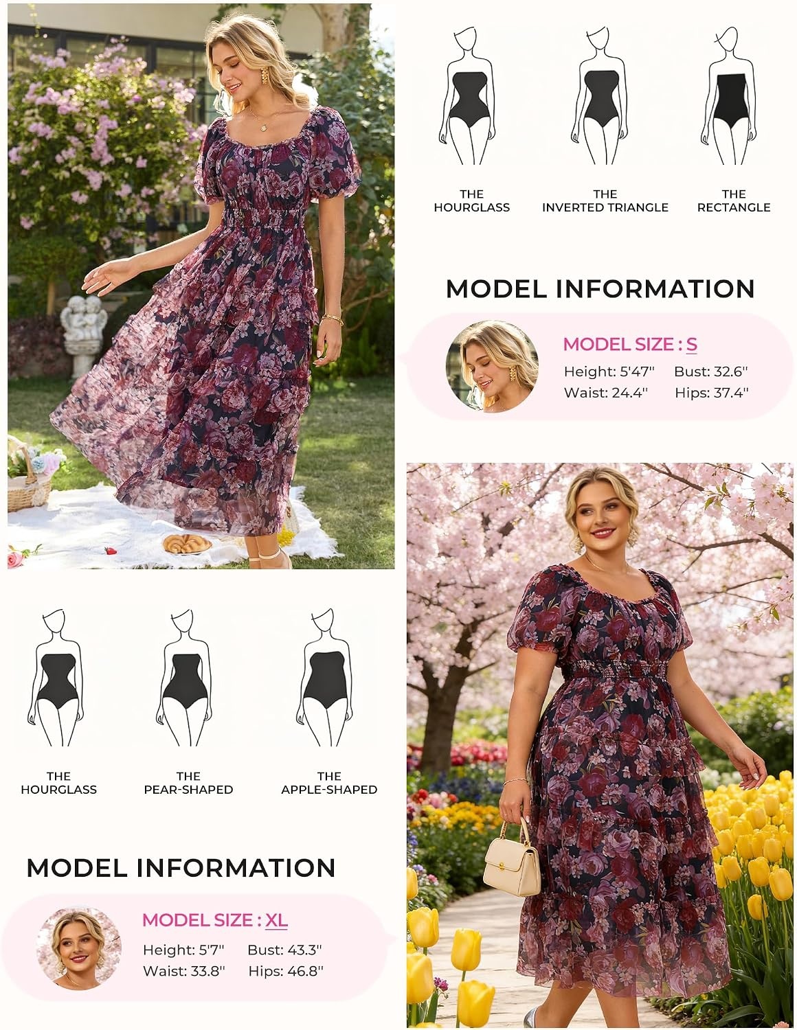 image:imageGRACE KARIN Summer Wedding Guest Causal Midi Floral Tulle DressNavy Blue Pink