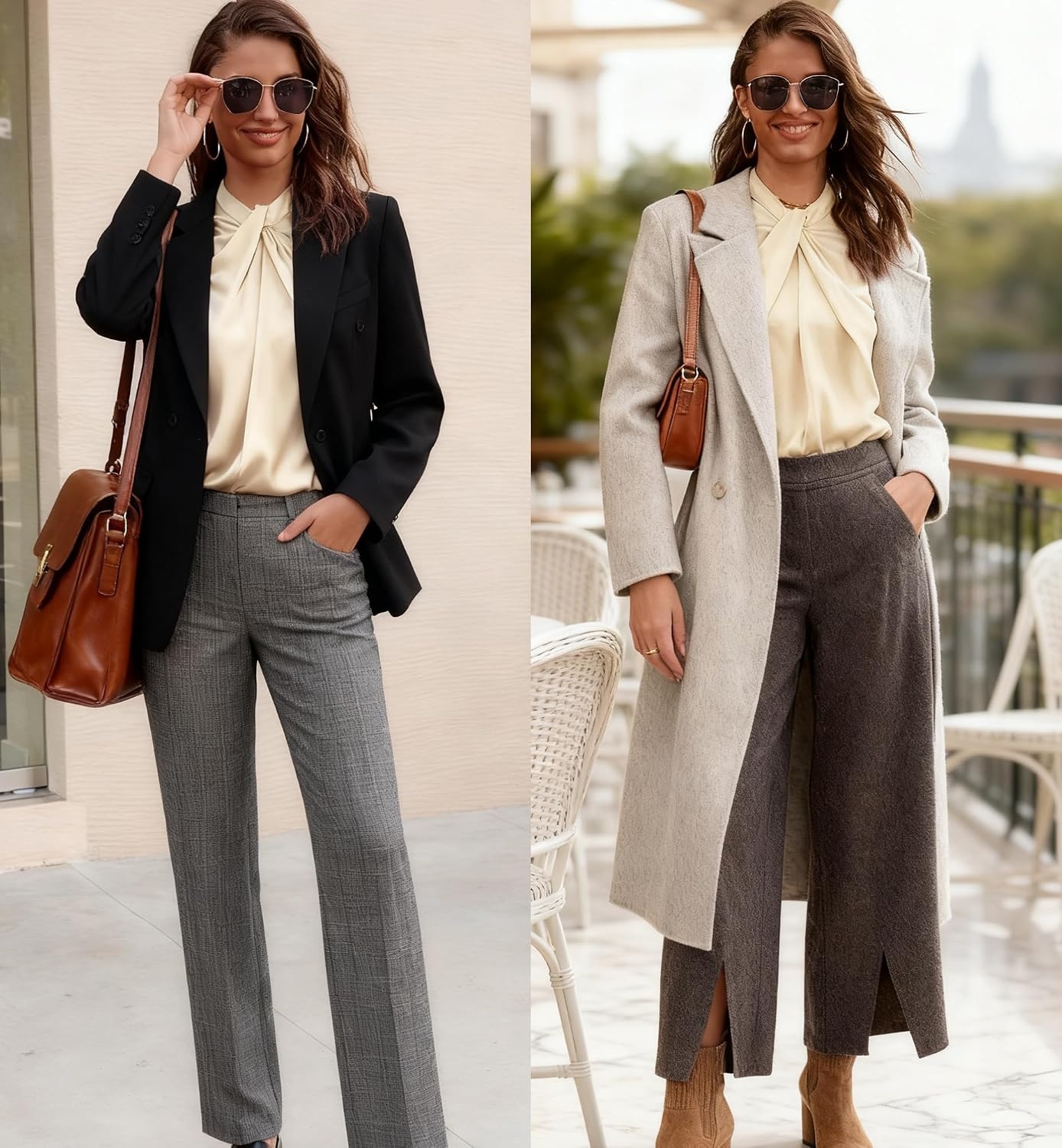 image:imageGRACE KARIN Women Business Casual Long Sleeve Satin BlouseApricot