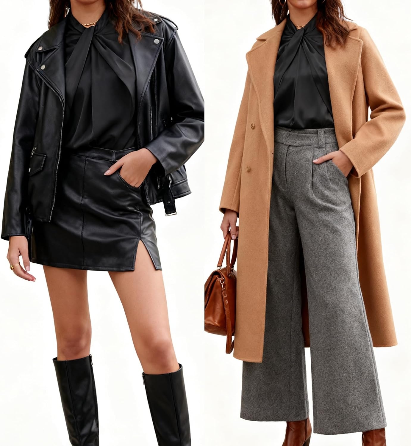 image:imageGRACE KARIN Women Business Casual Long Sleeve Satin BlouseBlack