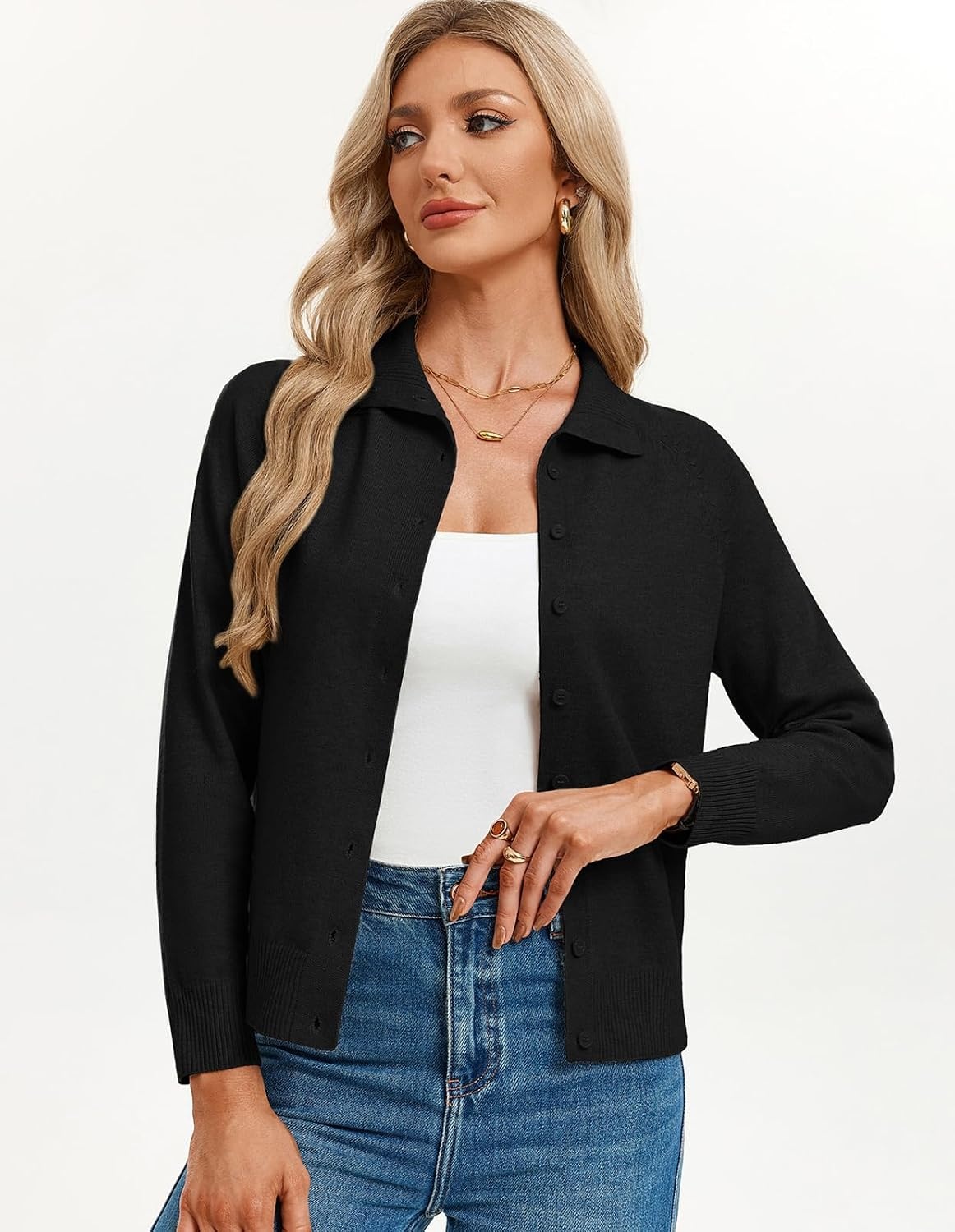 image:imageGRACE KARIN Women Lightweight Cardigan Sweaters Fall Teacher OutfitsBlack