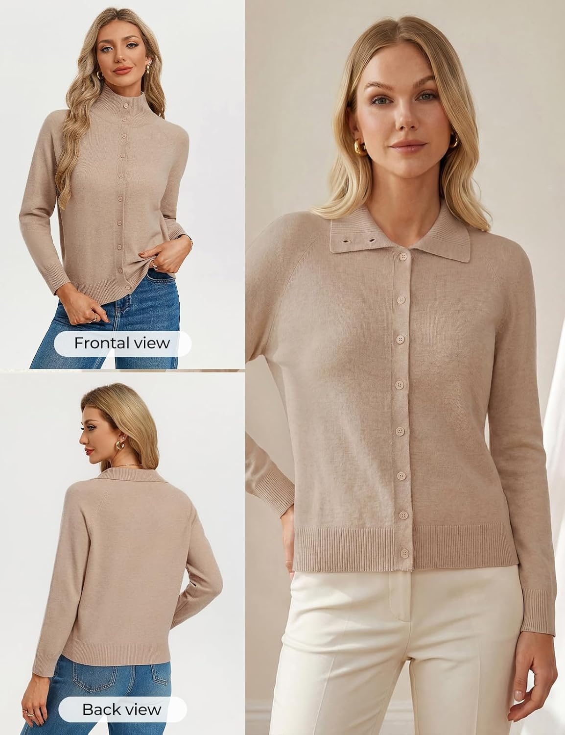 image:imageGRACE KARIN Women Lightweight Cardigan Sweaters Fall Teacher OutfitsKhaki