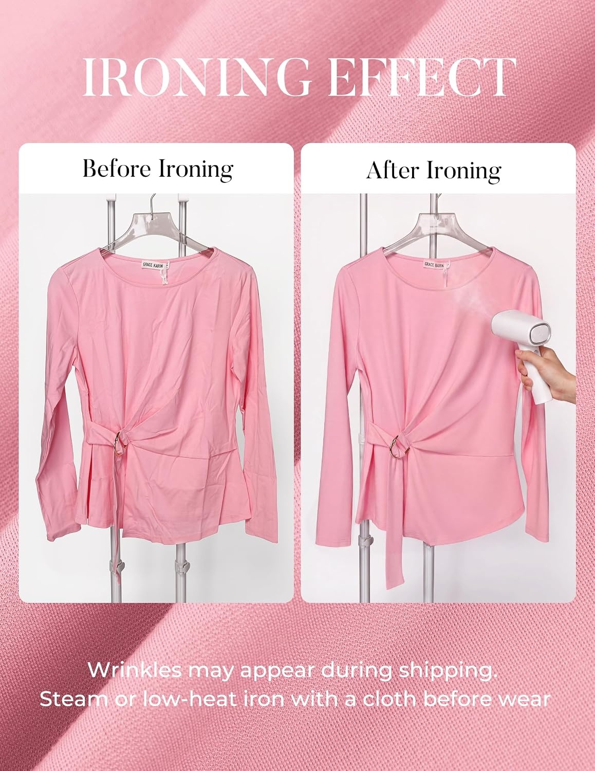 image:imageGRACE KARIN Women Long Sleeve Peplum Top Dressy Casual ShirtPink