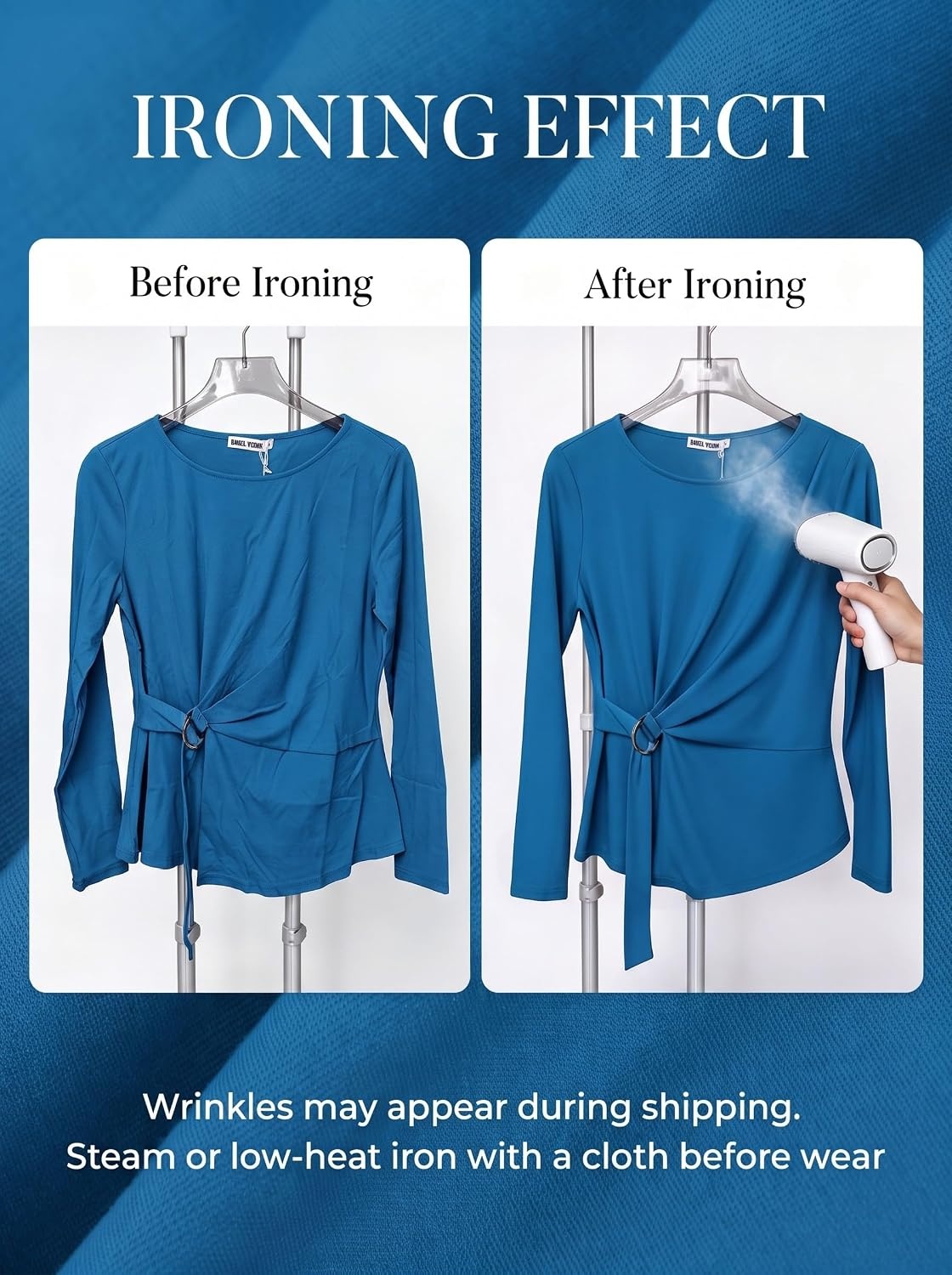 image:imageGRACE KARIN Women Long Sleeve Peplum Top Dressy Casual ShirtSky Blue