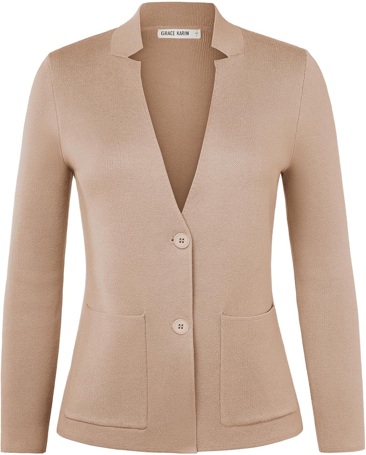 image:imageGRACE KARIN Women Sweater Blazer Business Casual Blazers Knit Fall CardiganCamel