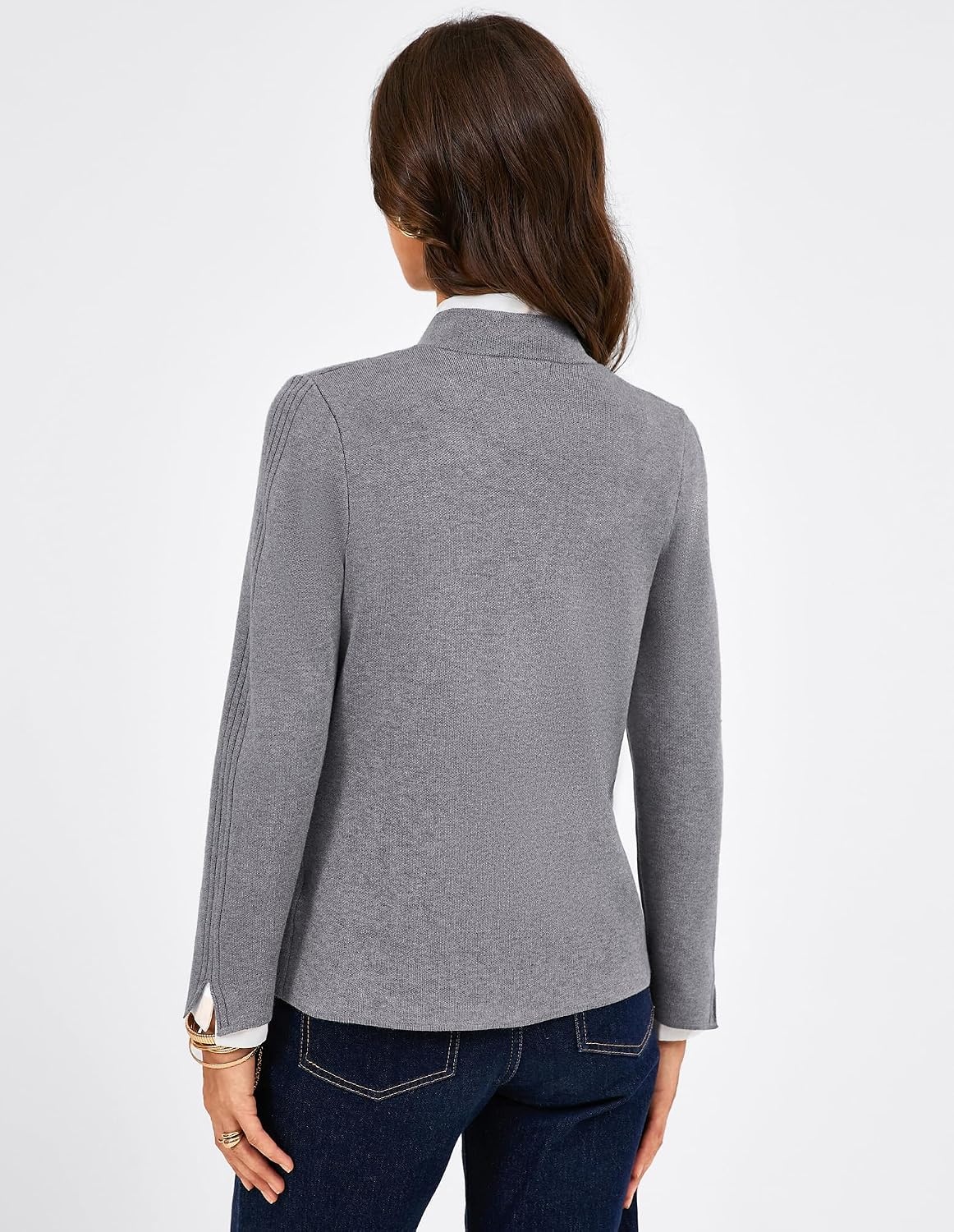 image:imageGRACE KARIN Women Sweater Blazer Business Casual Blazers Knit Fall CardiganGrey