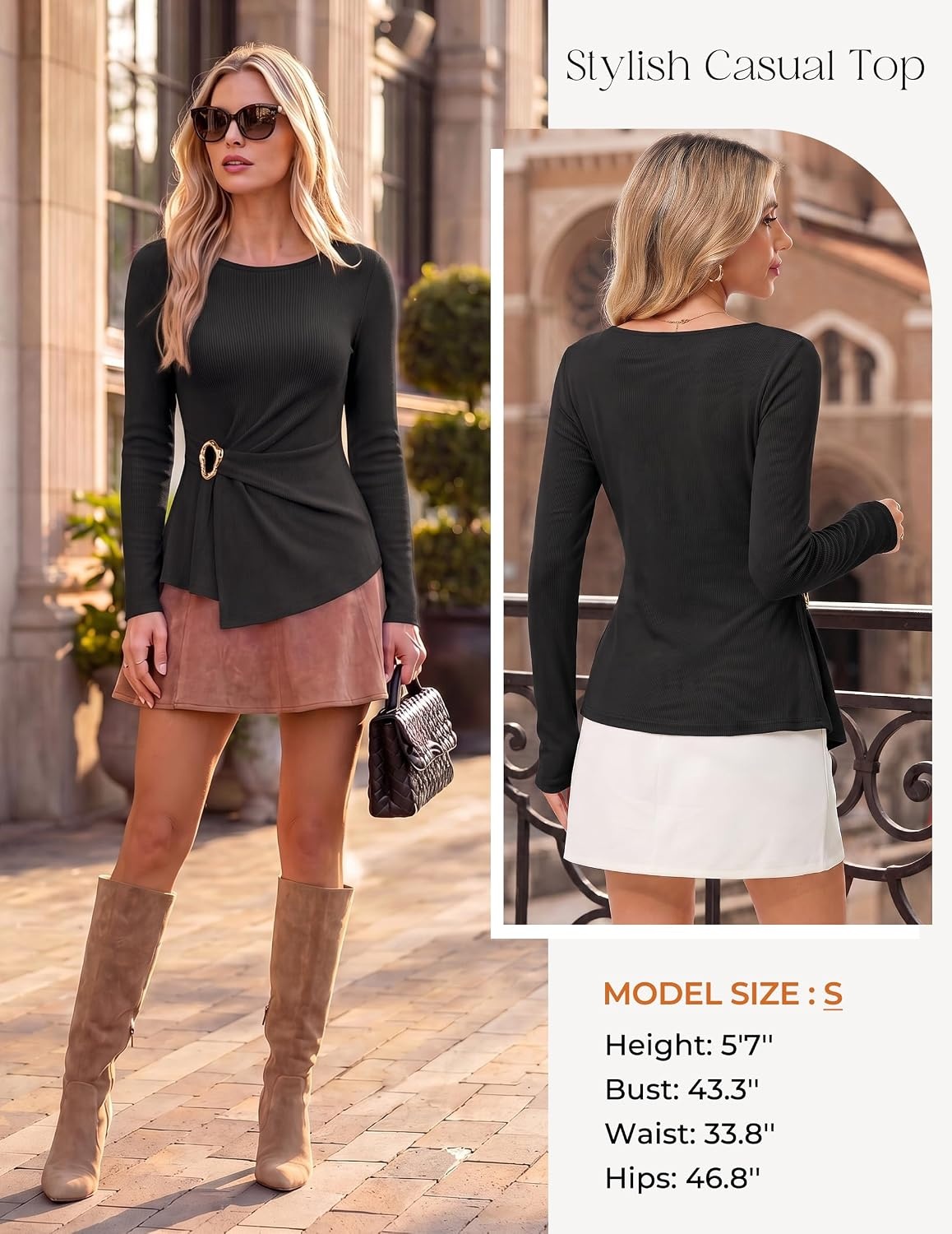 image:imageGRACE KARIN Womens 2026 Fall Peplum Top Dressy CasualBlack