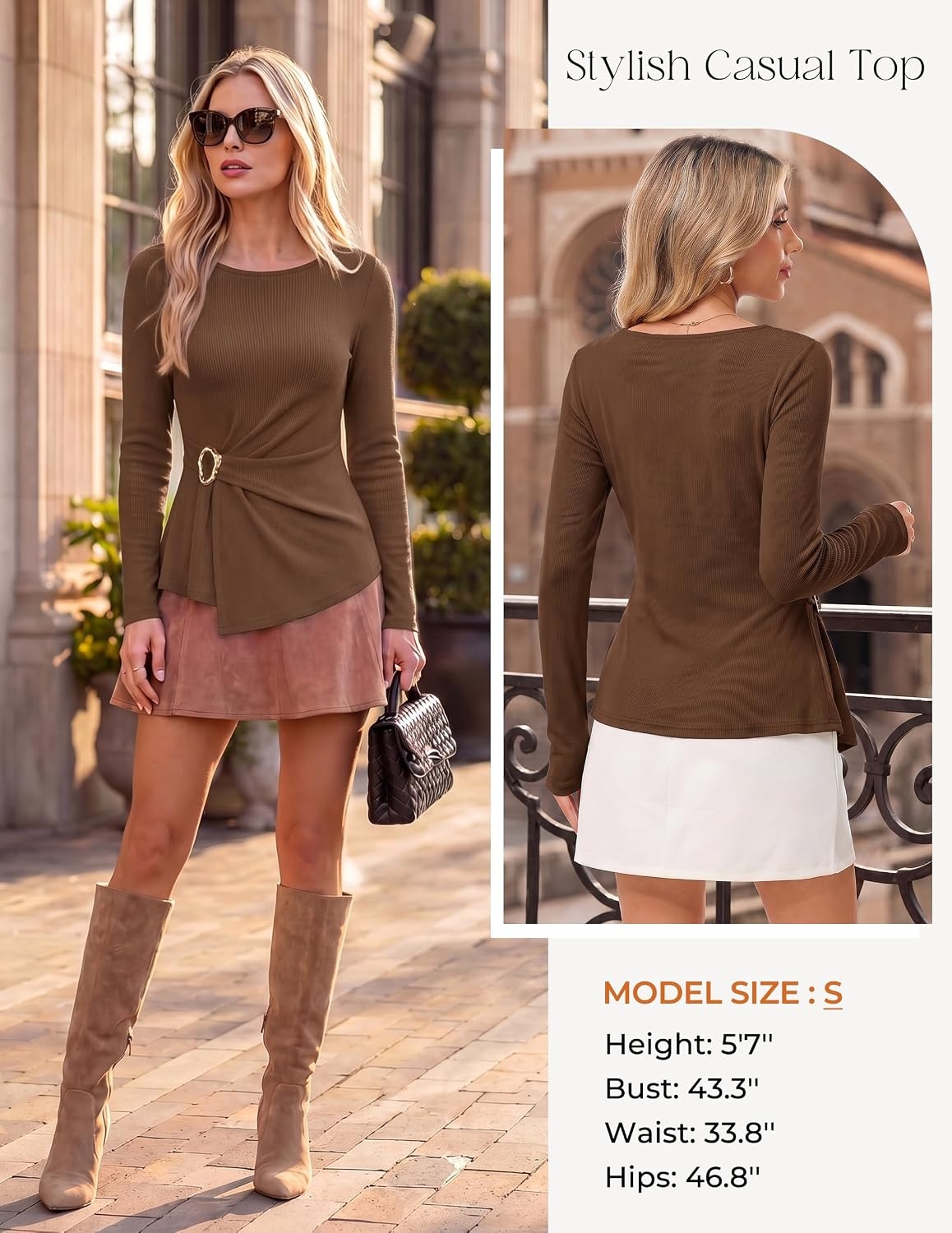 image:imageGRACE KARIN Womens 2026 Fall Peplum Top Dressy CasualCoffee