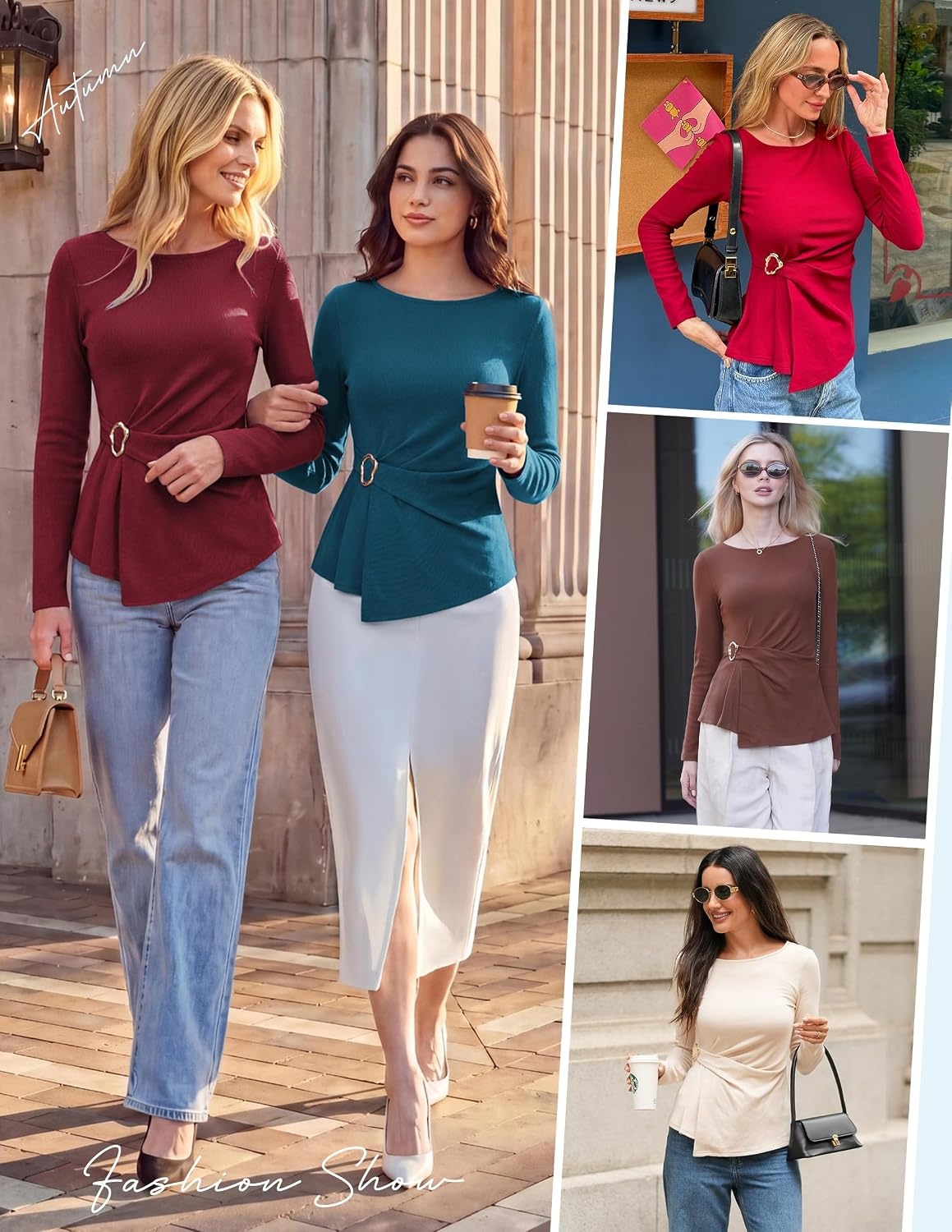 image:imageGRACE KARIN Womens 2026 Fall Peplum Top Dressy CasualCoffee