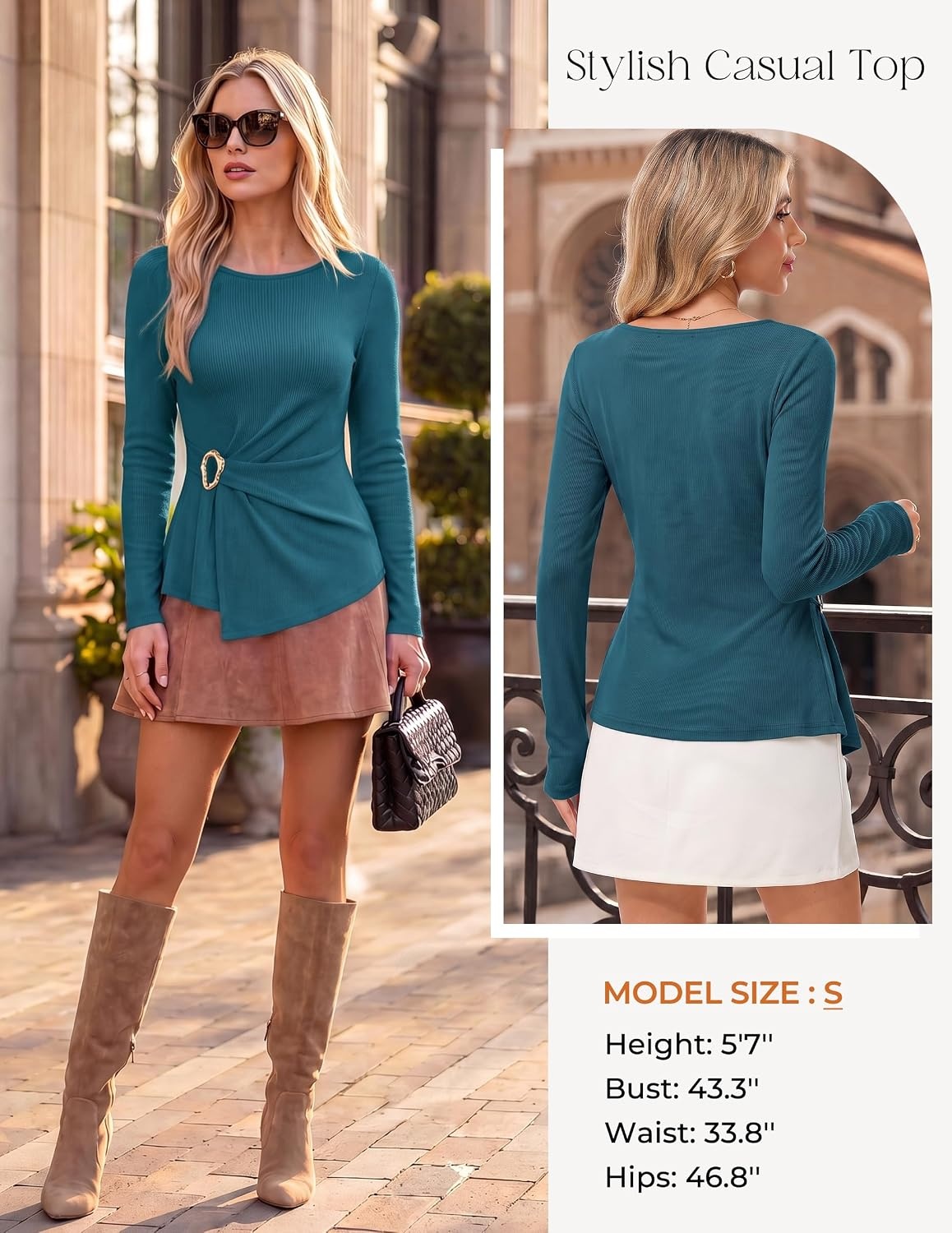 image:imageGRACE KARIN Womens 2026 Fall Peplum Top Dressy CasualPeacock Blue
