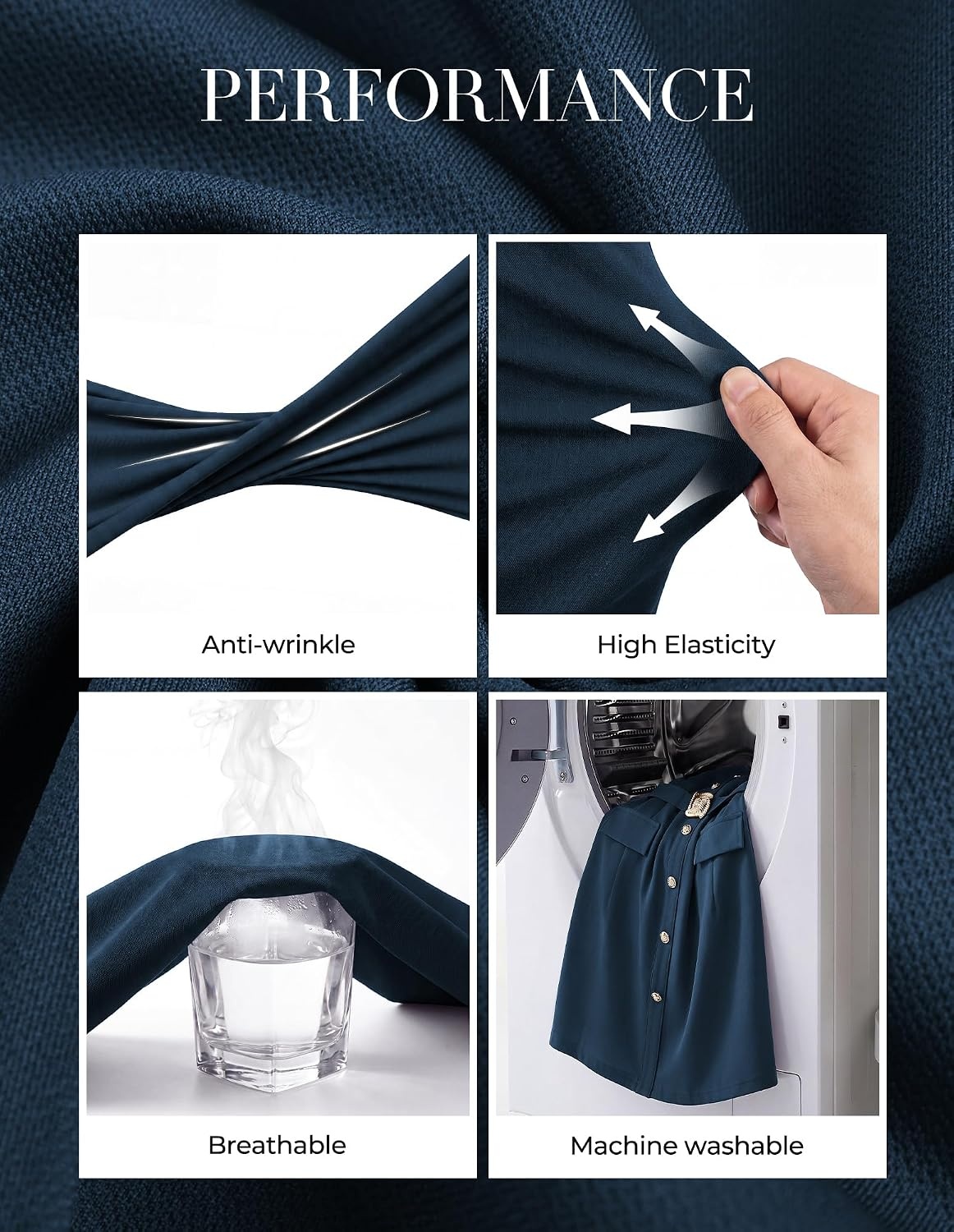 image:imageGRACE KARIN Womens 34 Sleeve Work Office Business Casual DressDeep Peacock Blue