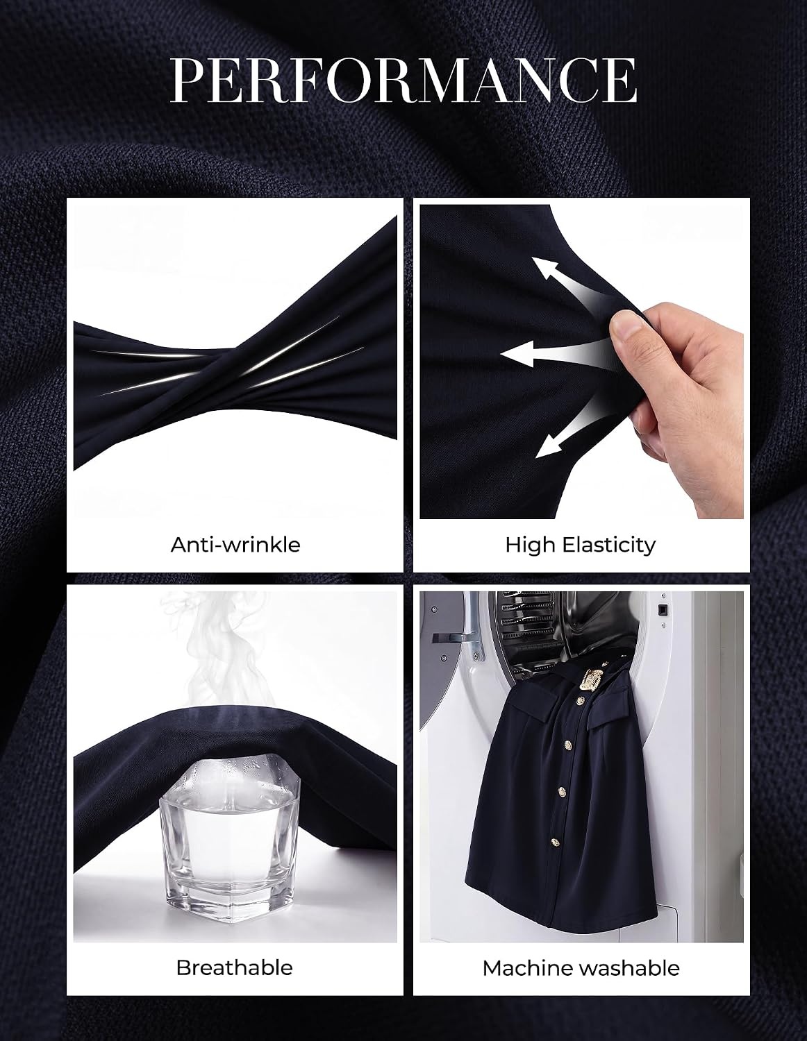 image:imageGRACE KARIN Womens 34 Sleeve Work Office Business Casual DressNavy Blue