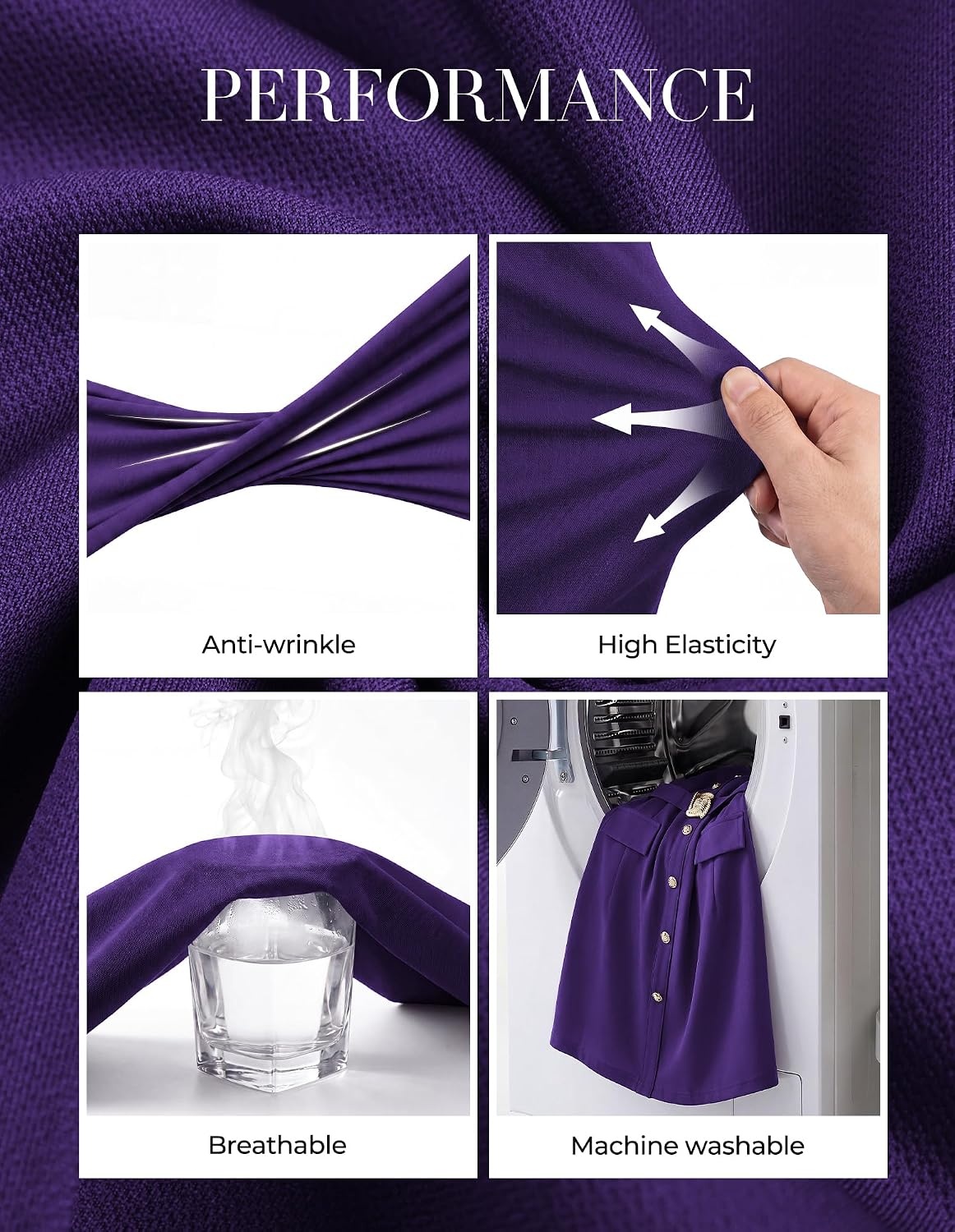 image:imageGRACE KARIN Womens 34 Sleeve Work Office Business Casual DressPurple