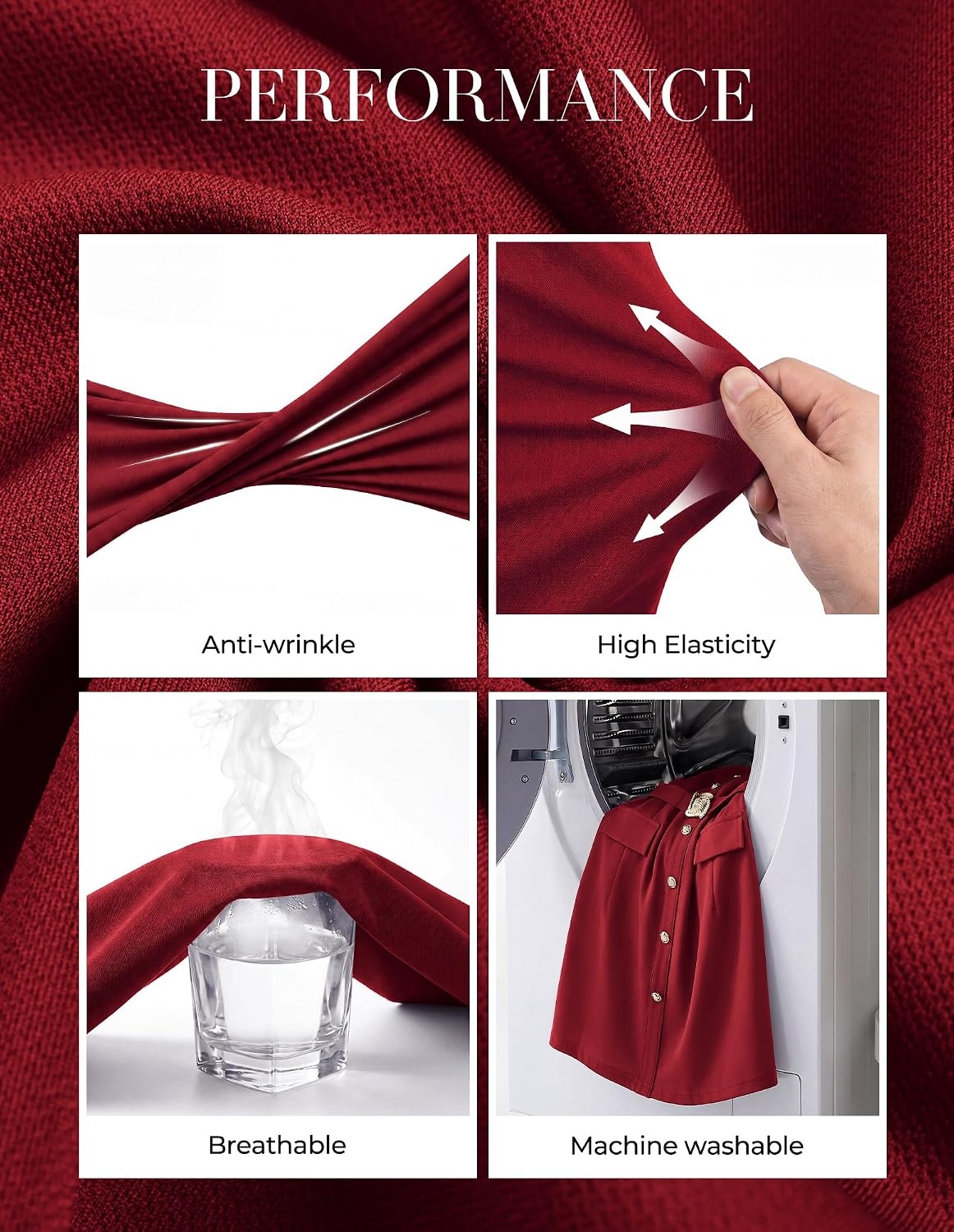 image:imageGRACE KARIN Womens 34 Sleeve Work Office Business Casual DressWine Red