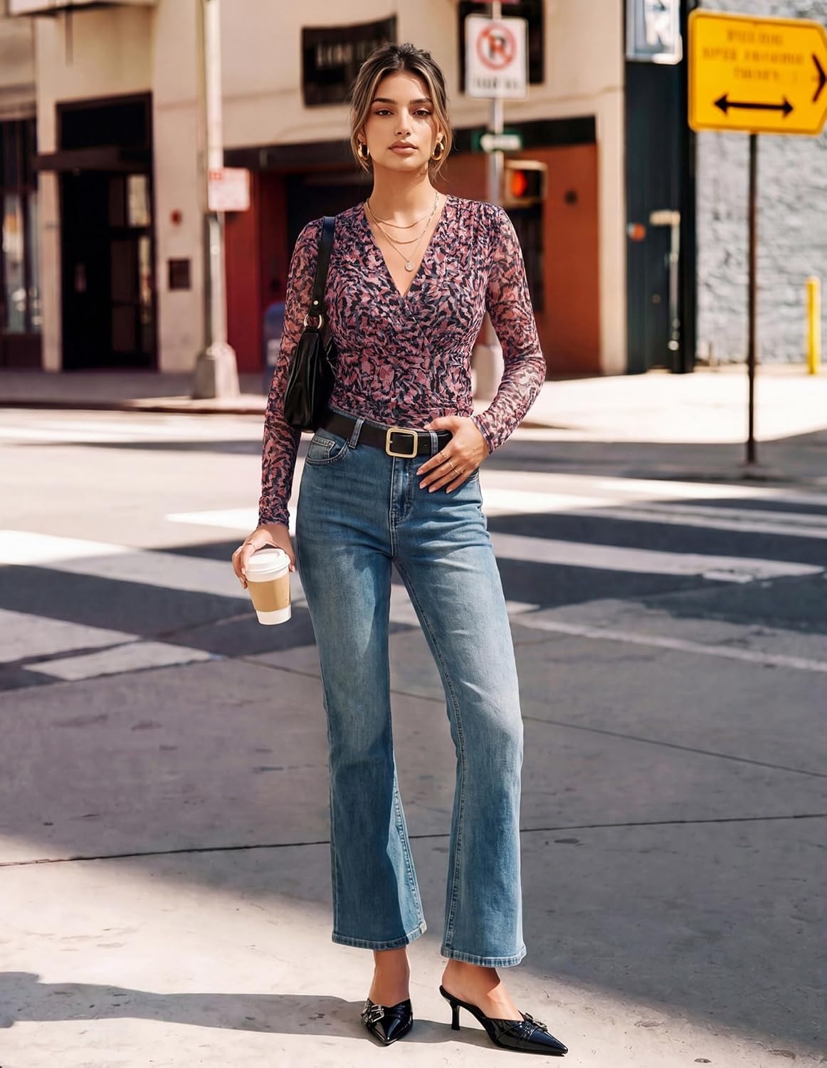 image:imageGRACE KARIN Womens Boho Mesh Tops Long Sleeve Blouses Dressy CasualMulti Color