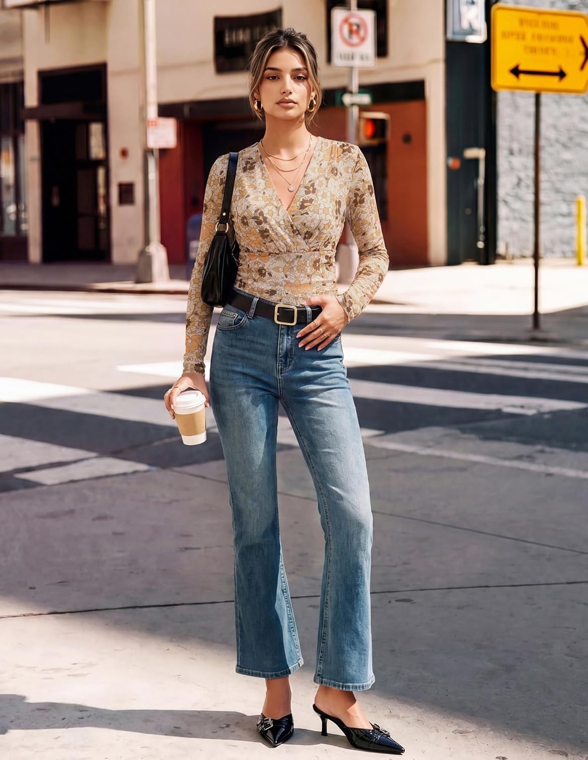 image:imageGRACE KARIN Womens Boho Mesh Tops Long Sleeve Blouses Dressy CasualYellow Beige