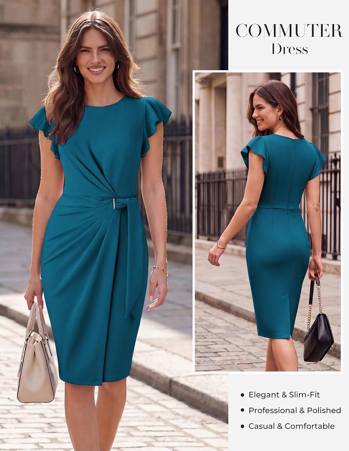 image:imageGRACE KARIN Womens Business Casual Midi Dress Church Work Bodycon DressesDeep Peacock Blue
