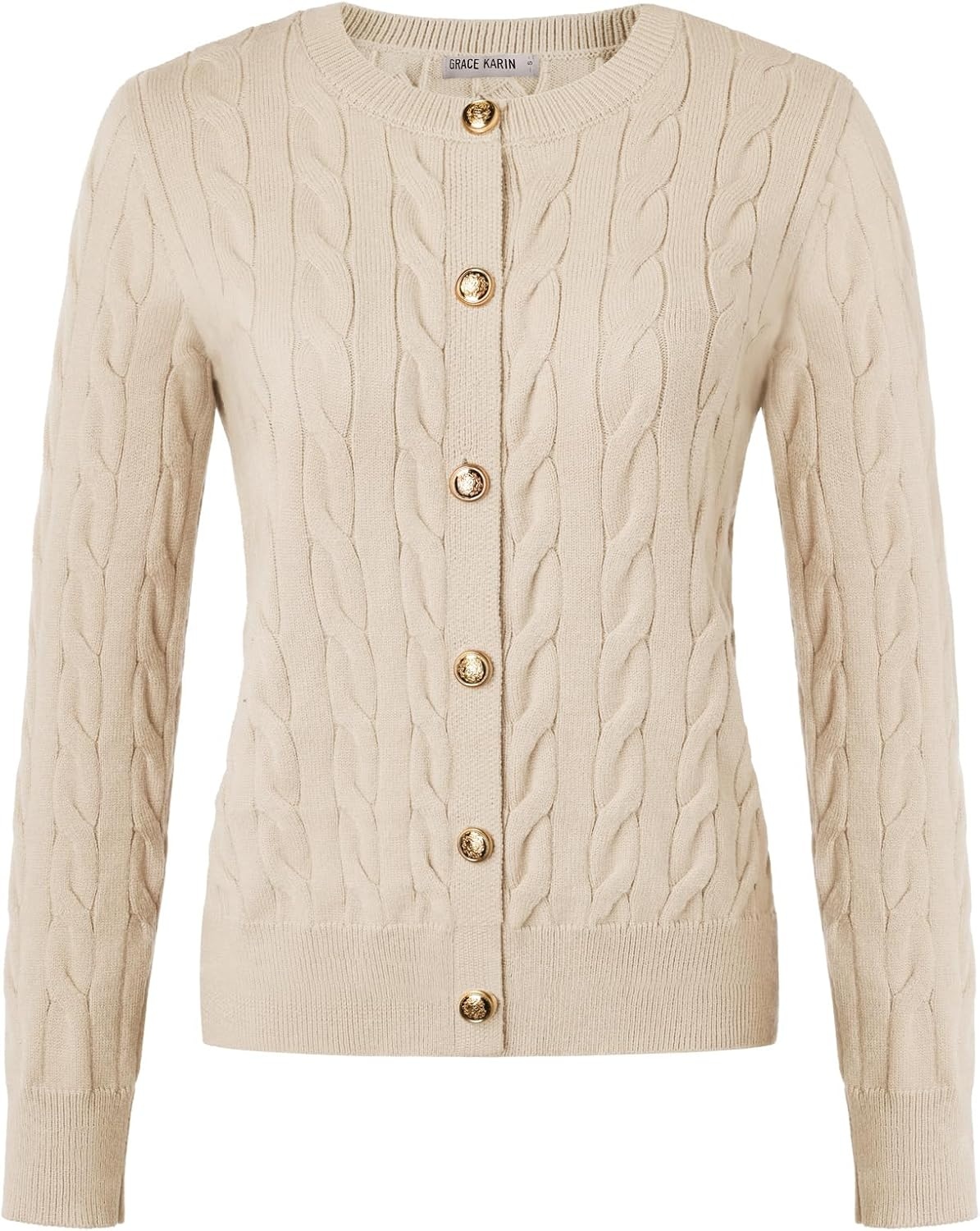 image:imageGRACE KARIN Womens Button Up Cable Knit Cardigan Sweaters Fall Outfits 2026Cream Beige