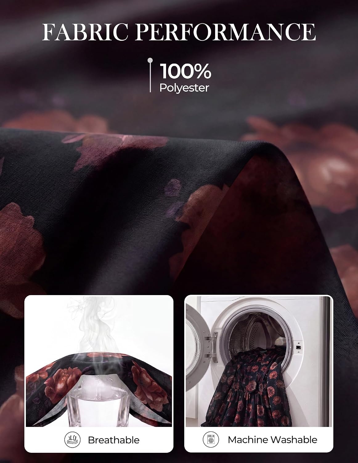 image:imageGRACE KARIN Womens Casual Long Sleeve Chiffon Floral Mini Fall DressesBlack Red