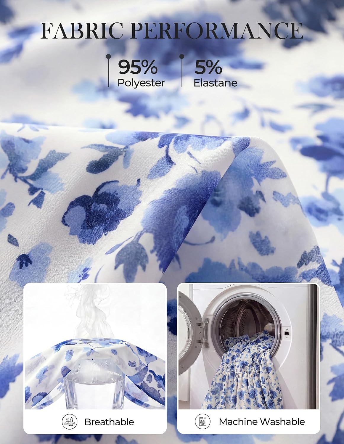 image:imageGRACE KARIN Womens Casual Long Sleeve Chiffon Floral Mini Fall DressesWhite Blue