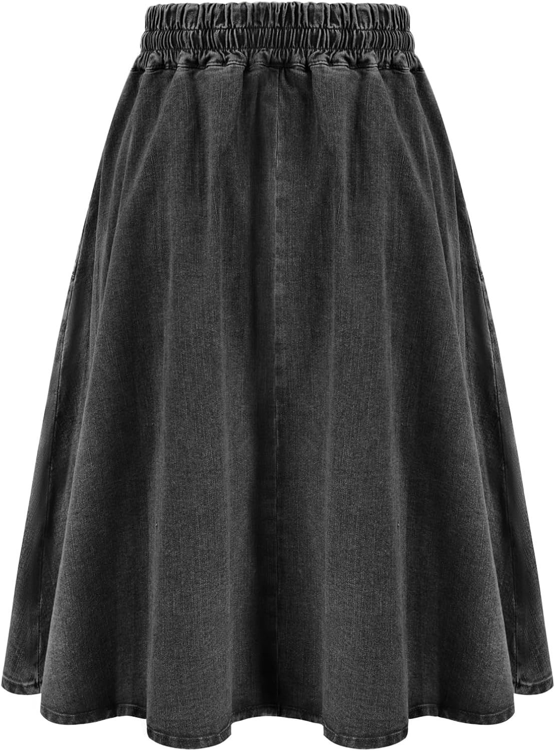 image:imageKANCY KOLE Women Casual Denim Skirts Frill Tie Waist ALine Midi Jean Skirt with Pockets SXXLBlack