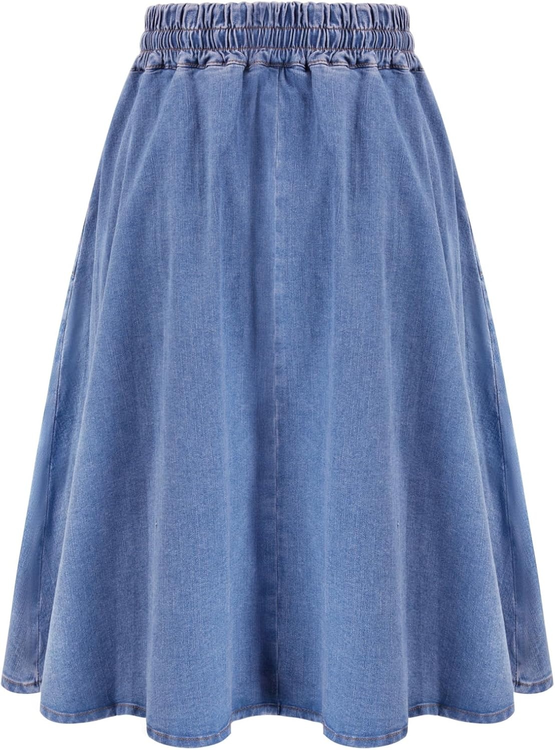 image:imageKANCY KOLE Women Casual Denim Skirts Frill Tie Waist ALine Midi Jean Skirt with Pockets SXXLLight Blue
