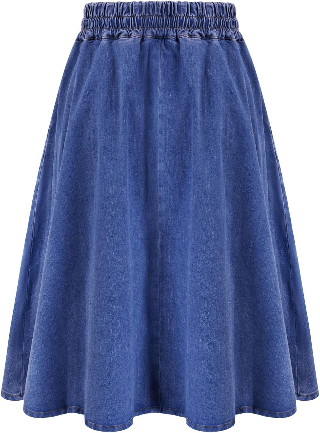 image:imageKANCY KOLE Women Casual Denim Skirts Frill Tie Waist ALine Midi Jean Skirt with Pockets SXXLMedium Blue