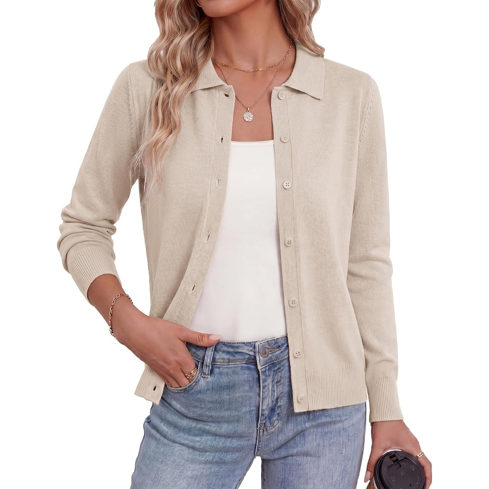 image:imageGRACE KARIN Cardigan Sweaters for Women Lightweight Long Sleeve CardigansBeige