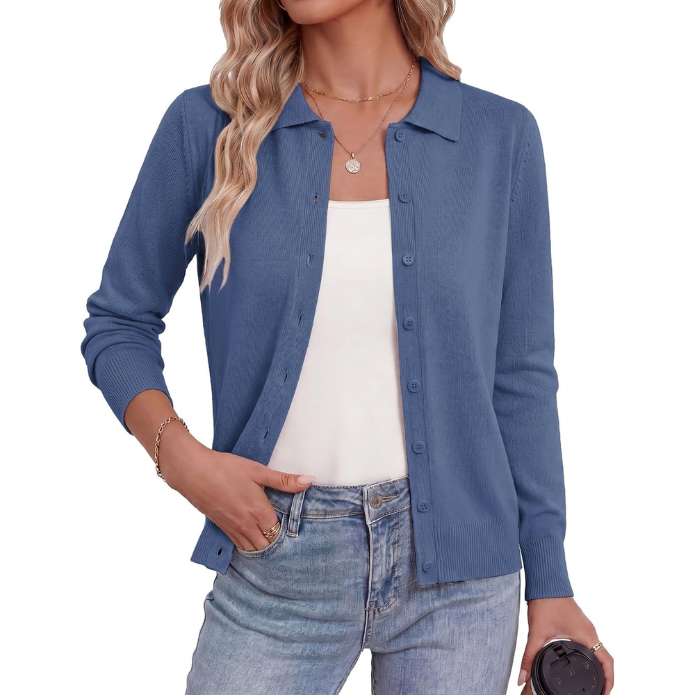 image:imageGRACE KARIN Cardigan Sweaters for Women Lightweight Long Sleeve CardigansDark Blue
