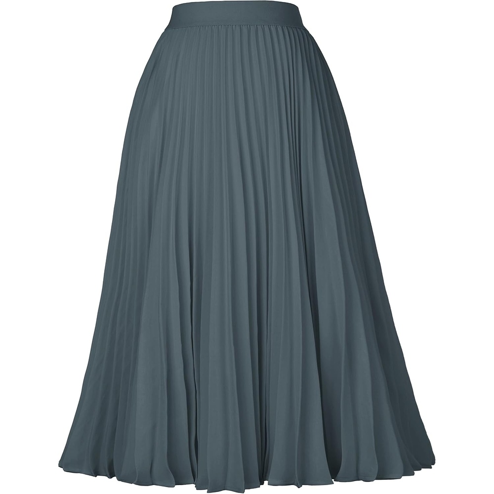 image:imageGRACE KARIN Pleated Midi Skirt for Women Chiffon ALine OutfitsDark Gray