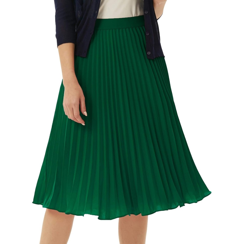 image:imageGRACE KARIN Pleated Midi Skirt for Women Chiffon ALine OutfitsDark Green