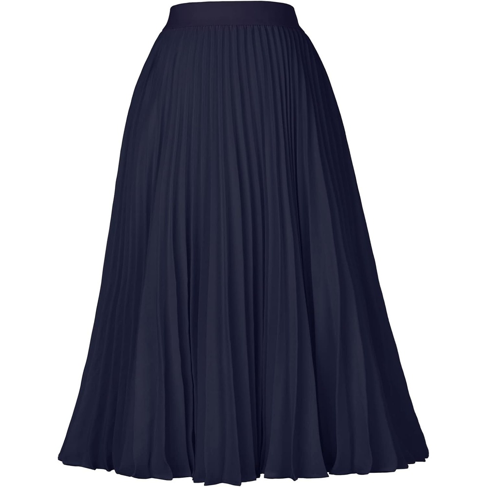 image:imageGRACE KARIN Pleated Midi Skirt for Women Chiffon ALine OutfitsDark Navy