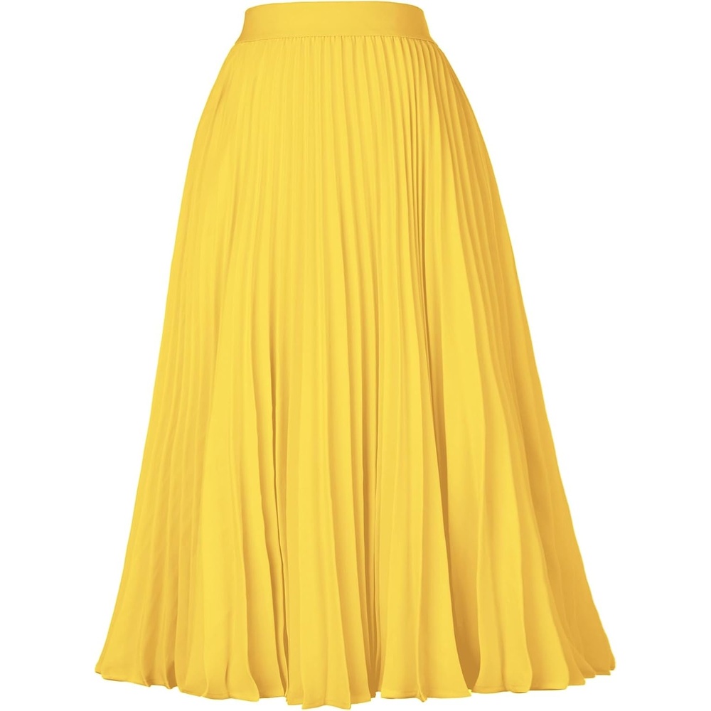 image:imageGRACE KARIN Pleated Midi Skirt for Women Chiffon ALine OutfitsGinger
