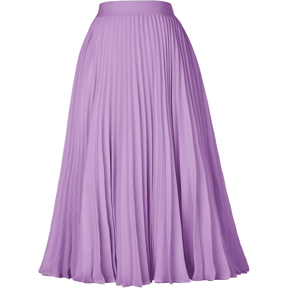 image:imageGRACE KARIN Pleated Midi Skirt for Women Chiffon ALine OutfitsIce Purple